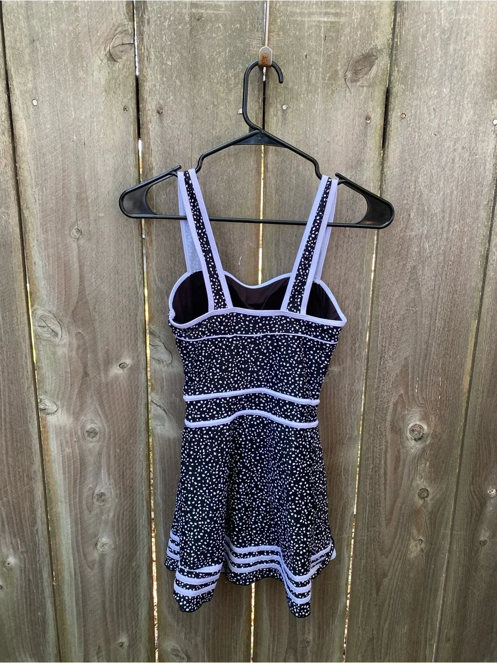 Shore Shapes Swimdress Size 8 Black & White Speckled Swim Dress Retro